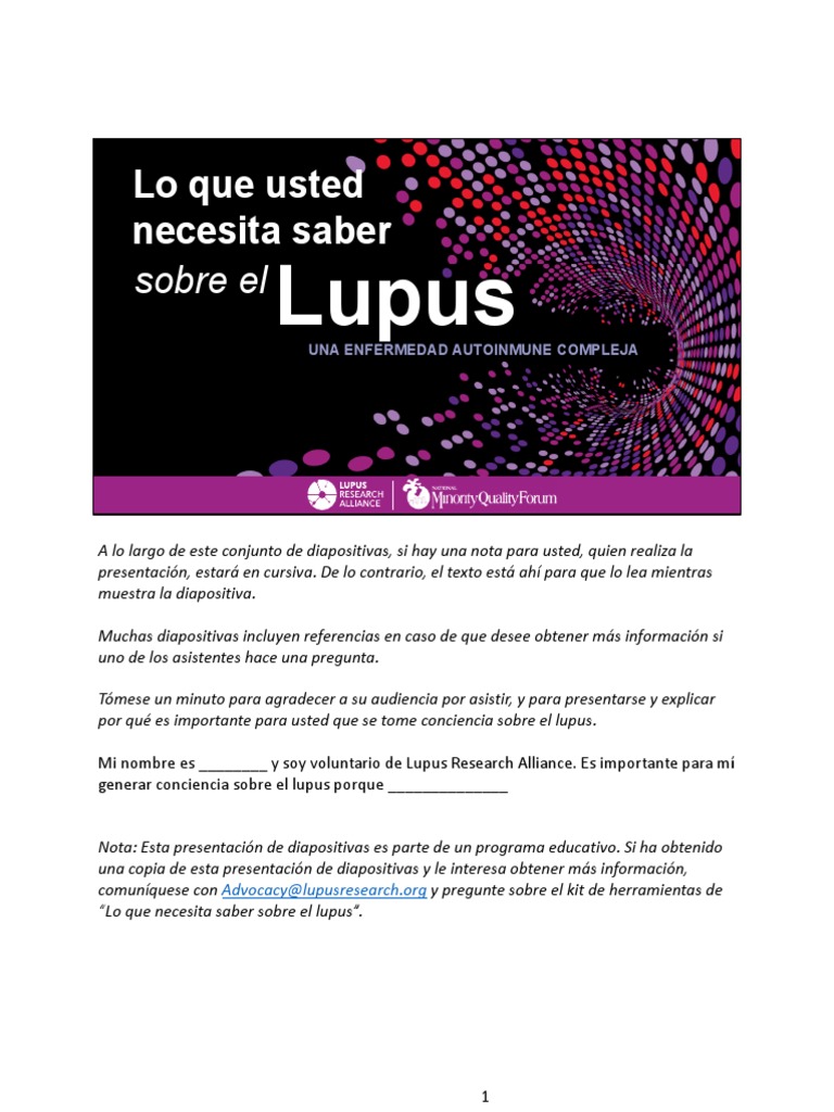 Spanish Presentation What You Need To Know About Lupus With Speaker