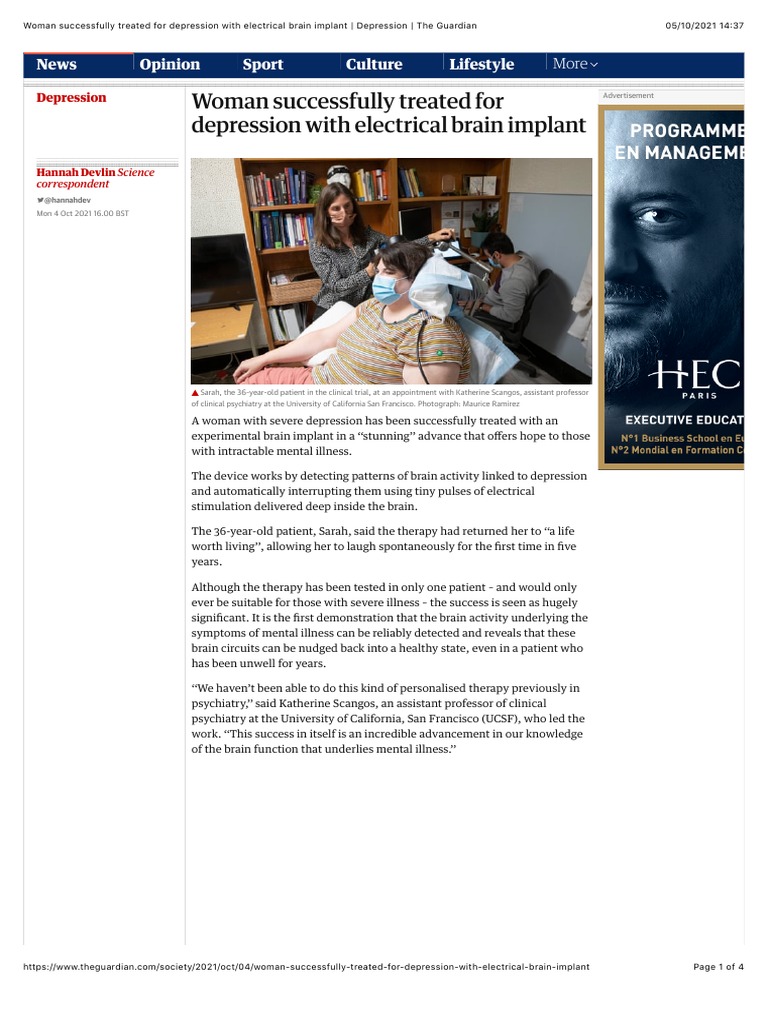 Woman Successfully Treated For Depression With Electrical Brain Implant