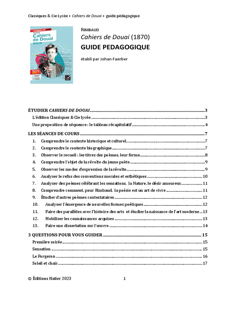 CahiersDeDouai Guide Pedagogiquepdf, PDF, Arthur Rimbaud