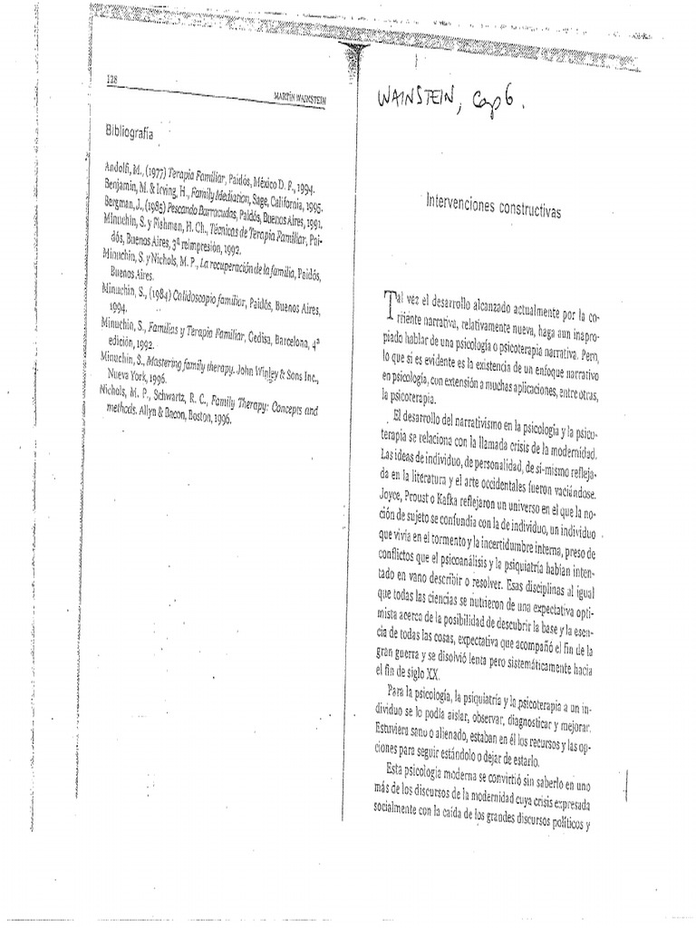 Wainstein - Intervenciones para El Cambio - Cap 6 | PDF