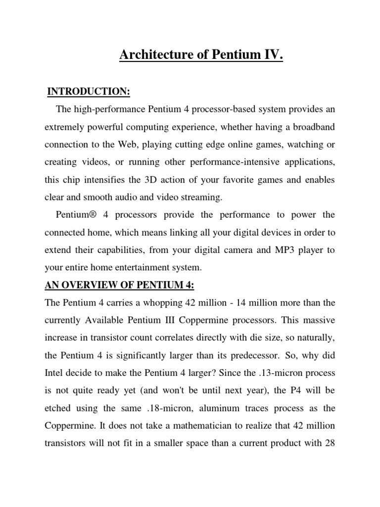 Intel Pentium 4 Processor | Download Free PDF | Central Processing Unit