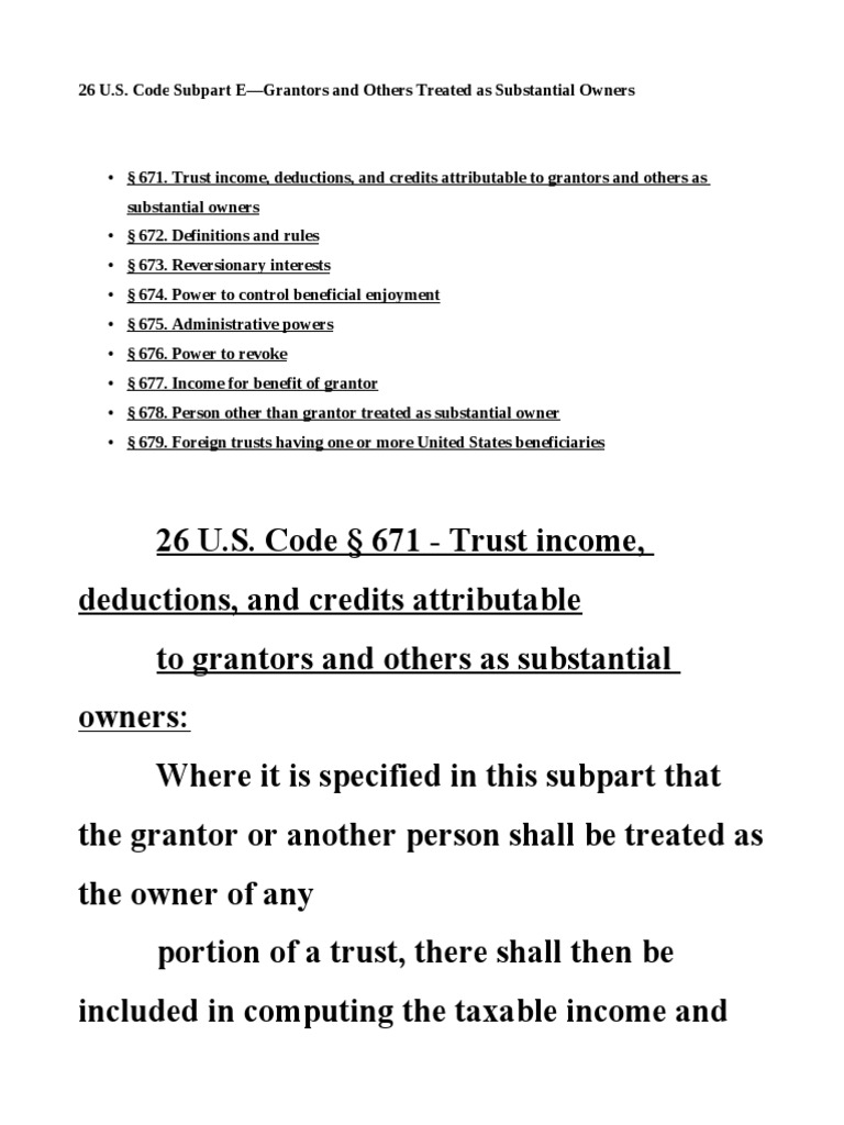 IRS 26 USC 671 To 679 | PDF | Trust Law | Tax Deduction
