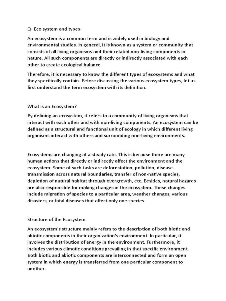 Types of Ecosystems Explained | PDF | Kyoto Protocol | Ecosystem