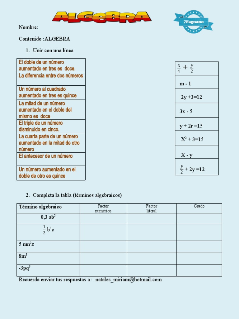 Problemas y Términos de Álgebra | PDF