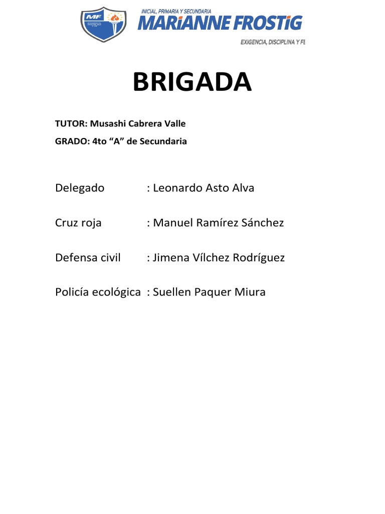 Equipo de Brigada Escolar 4to "A" | PDF