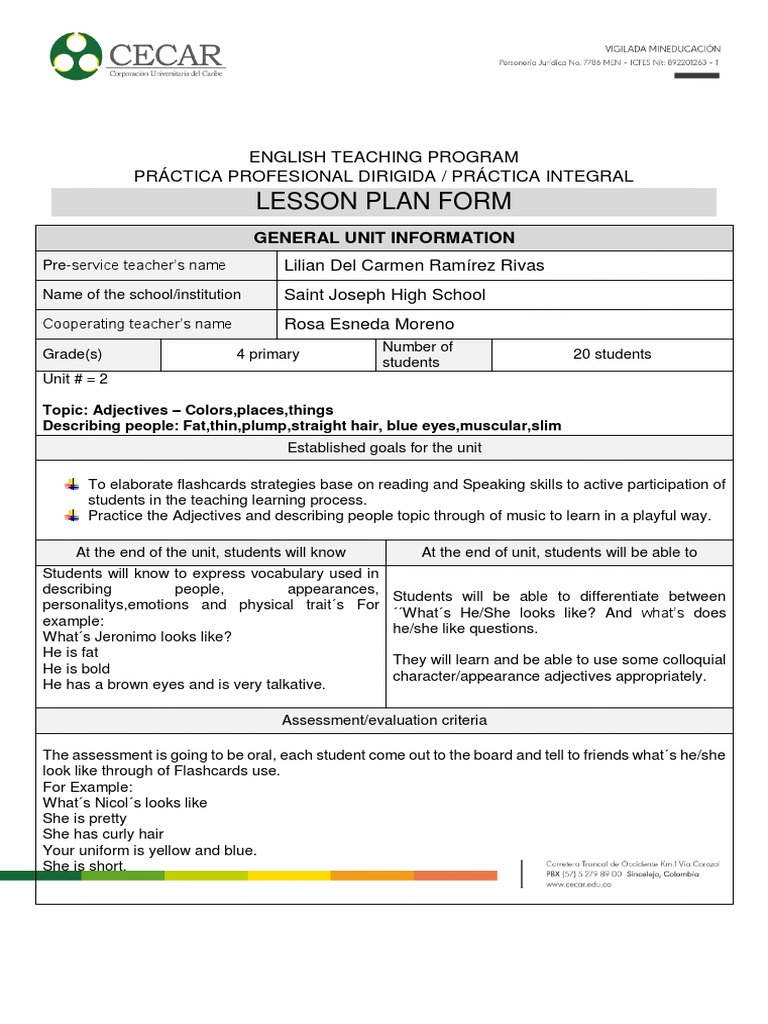English Adjectives | PDF | Lesson Plan | Linguistics