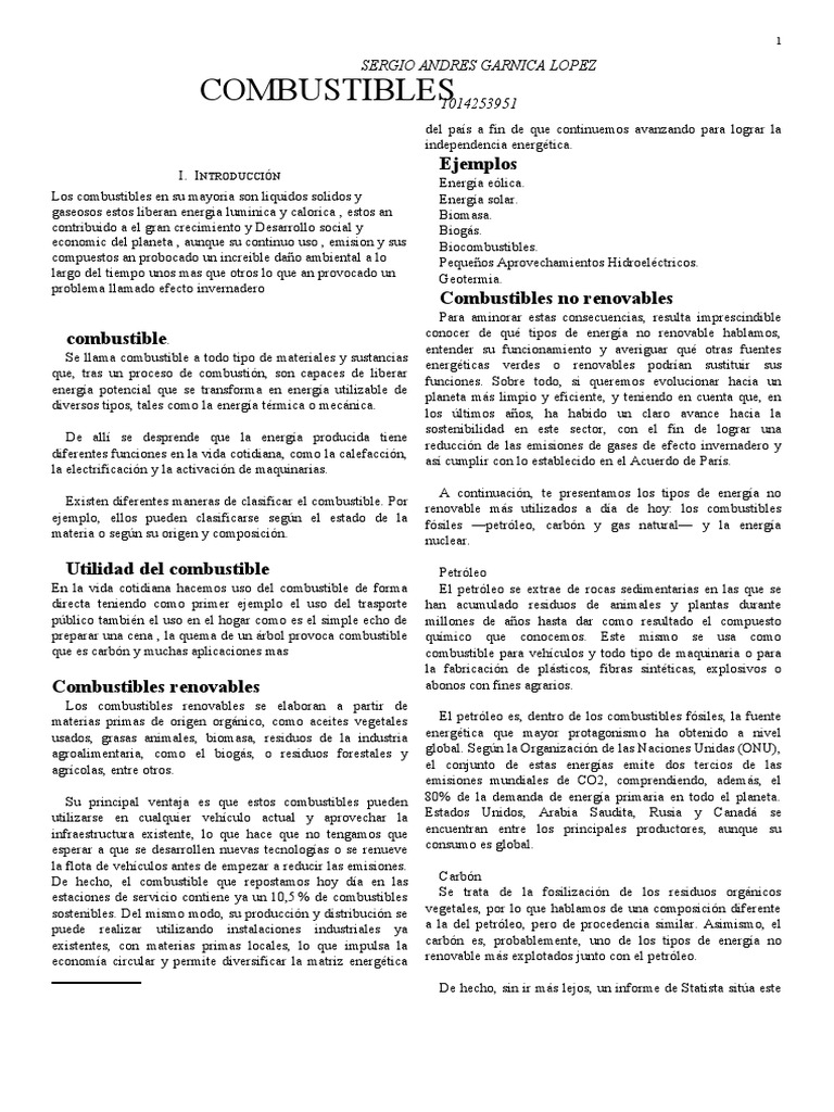 Impacto de los Combustibles en el Medioambiente | PDF | Energía ...
