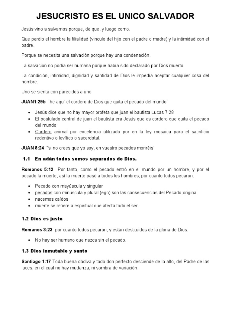Jesucristo, el Único Salvador del Mundo | PDF | Salvación | Pecado