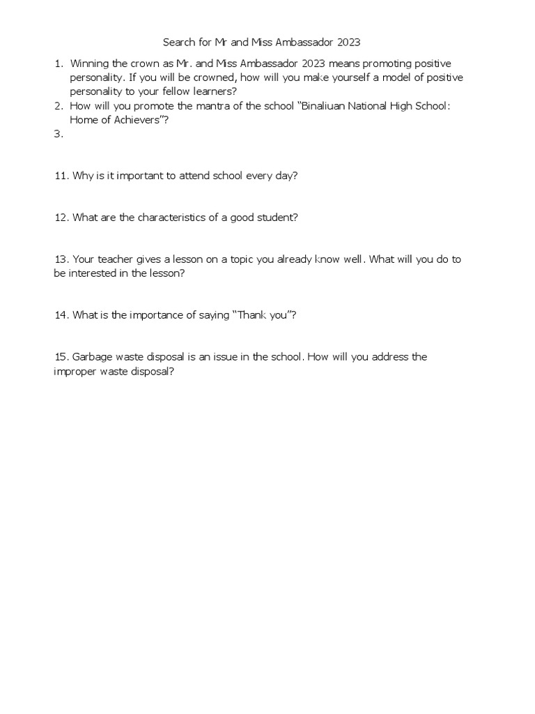Questions Q and A | PDF