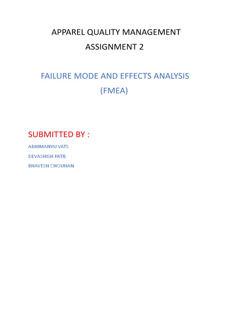 Apparel Quality Management Fmea PDF Risk Reliability Engineering