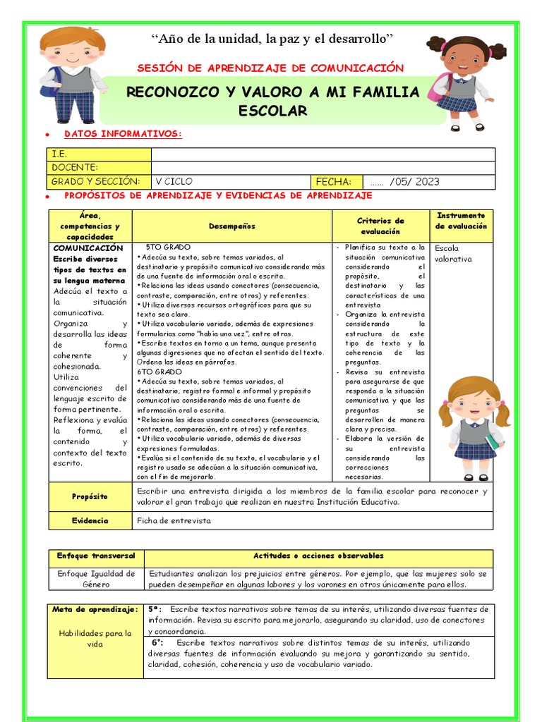 Ses-Miérc-Comun-Reconozco y Valoro A Mi Familia Escolar | PDF ...