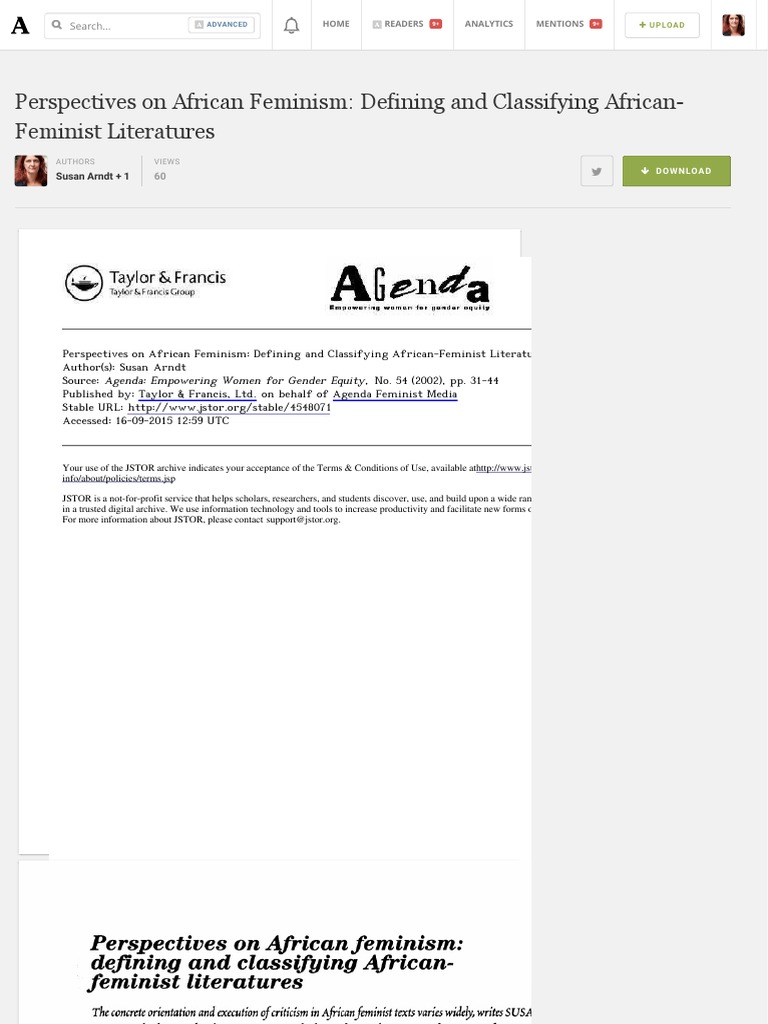 African Feminism: Definitions and Currents | PDF | Gender Studies ...