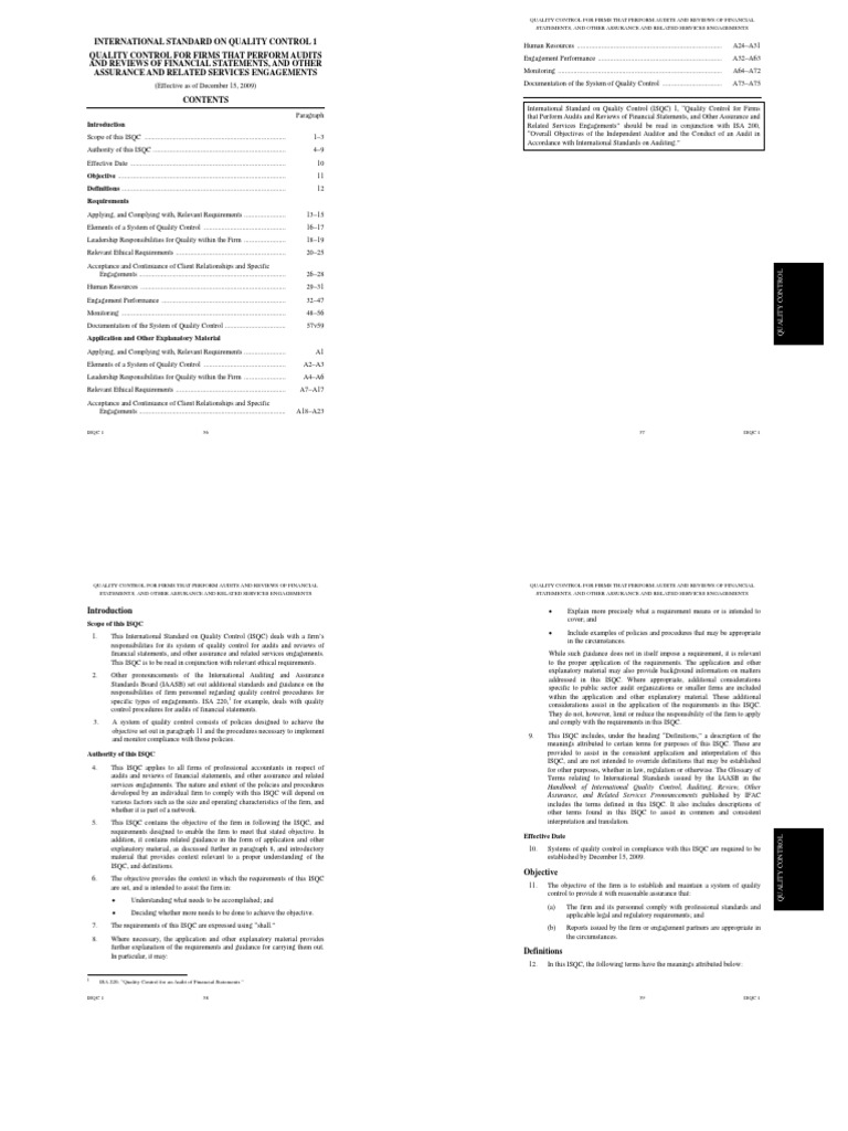 Microsoft Word - A007 2010 IAASB Handbook ISQC 1 | PDF | Audit ...