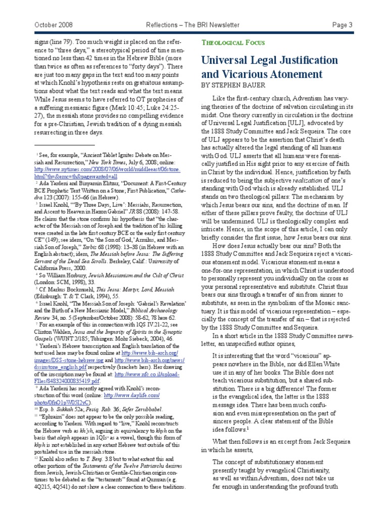 Universal Legal Justification and Vicarious Atonement (Stephen Bauer ...