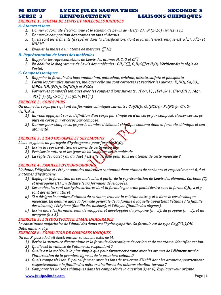 Schémas de Lewis et liaisons chimiques | PDF | Liaison chimique | Atomes