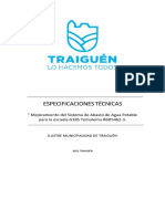 Especificaciones Técnicas: " Mejoramiento Del Sistema de Abasto de Agua Potable para La Escuela G185 Temulemu RBD5462-3