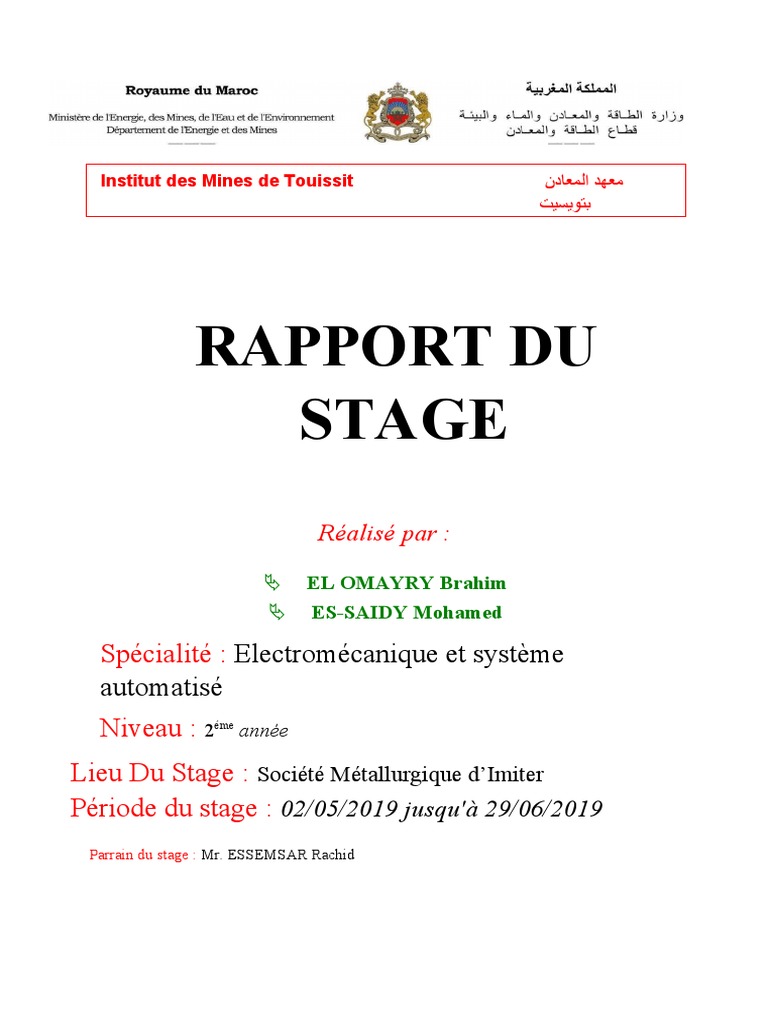 Rapport de Stage à la SMI d'Imiter | PDF | Argent | Exploitation minière