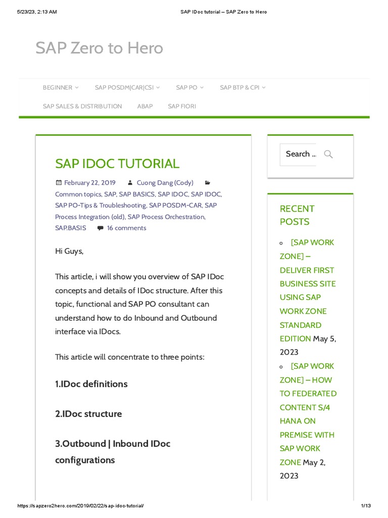 SAP IDoc Tutorial - SAP Zero To Hero | PDF | Information | Service ...