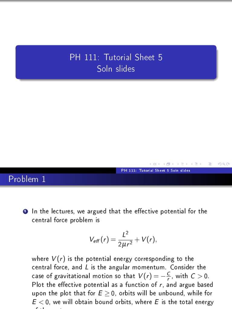 Physics Tutorial: Central Force Orbits | PDF