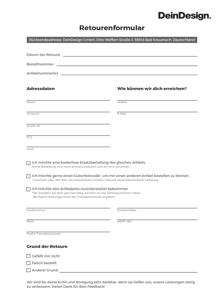DS Rueckgabe-Formular | PDF