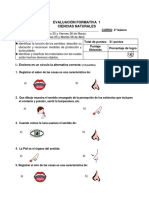 Evaluacion Sumativa 1 Ciencias 2° Básico Marzo - 2021