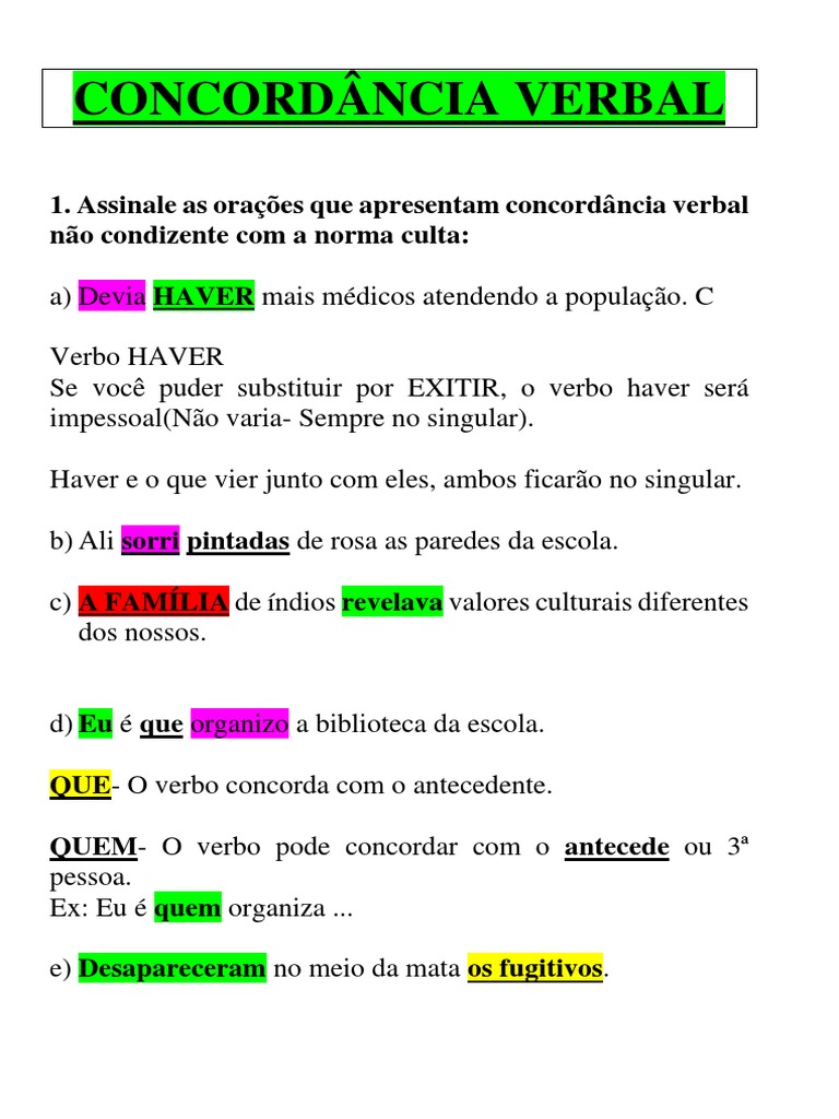 Exemplos de Concordância Verbal | PDF | Linguística