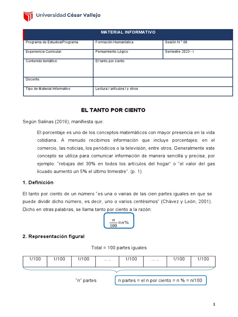 Conceptos Clave del Tanto por Ciento | PDF