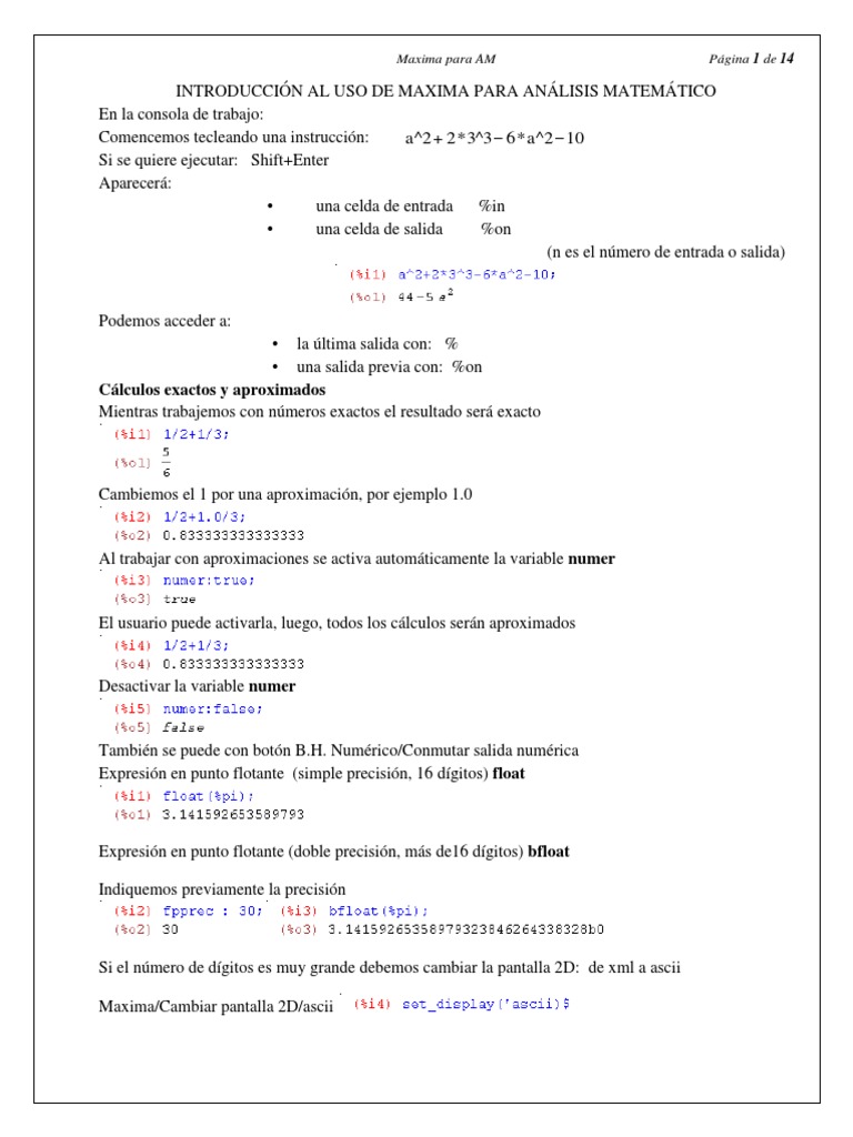 MAI - Introducción Al Uso de Maxima para Análisis Matemático | PDF ...