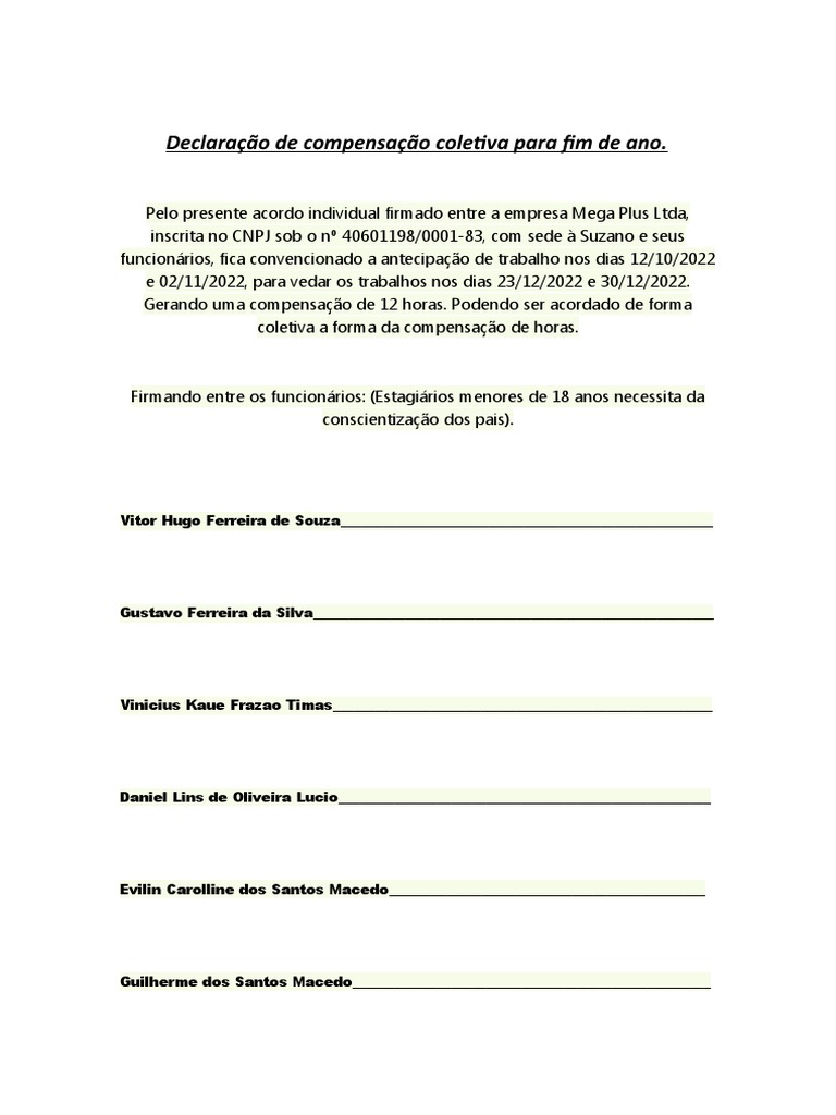 Declaração de Compensação | PDF | Finanças e Administração de Capital