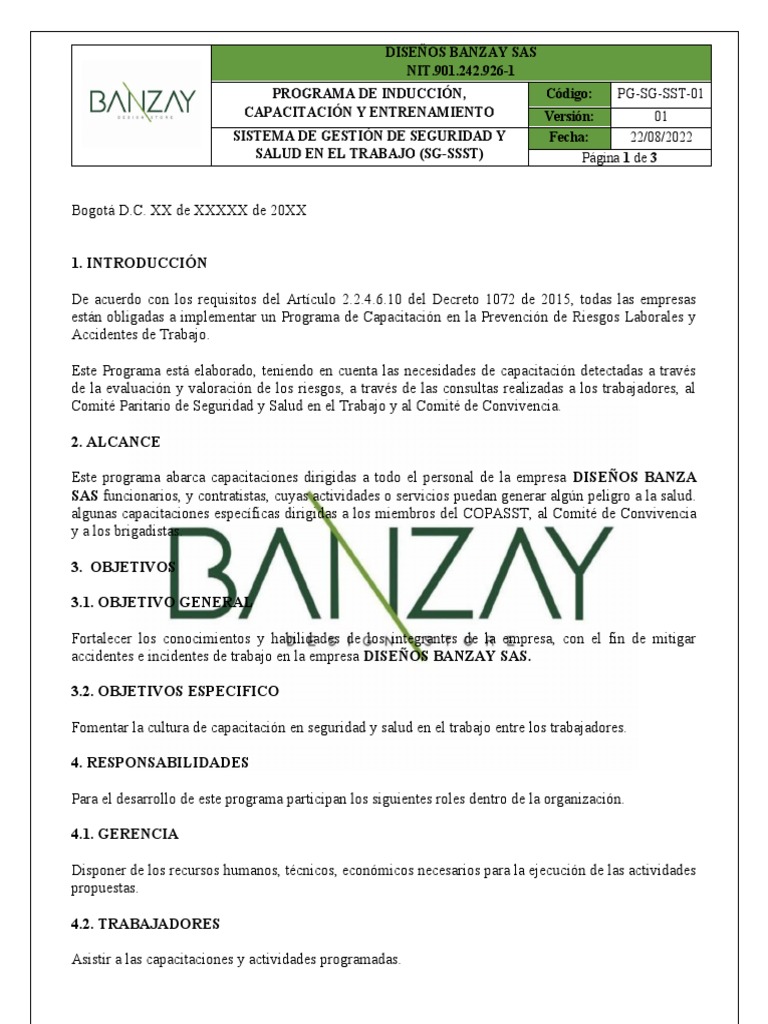 Programa de Capacitación en SST 2022 | PDF | Business