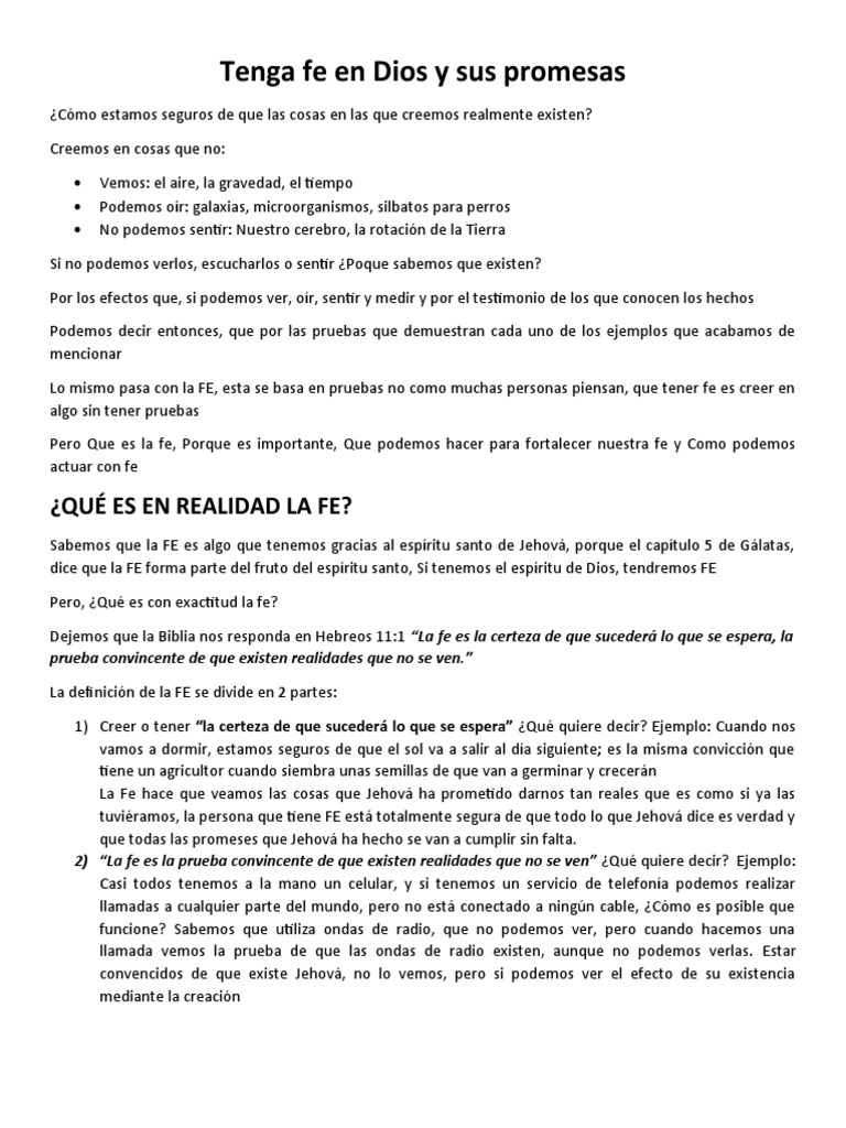 Fe en Dios y sus promesas | PDF | Fe | Estrellas