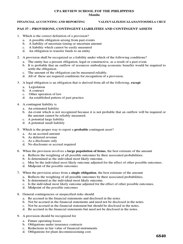 Understanding PAS 37 Provisions and Liabilities | PDF | Deferred Tax ...