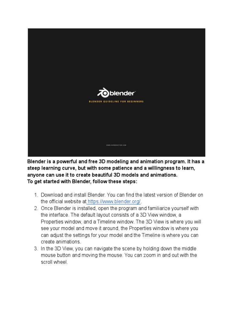 Blender Beginner Guideline Download Free PDF Blender (Software