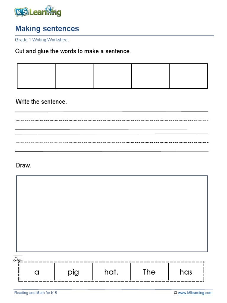 Grade 1 Sentence Building Worksheet | PDF | Language Arts & Discipline