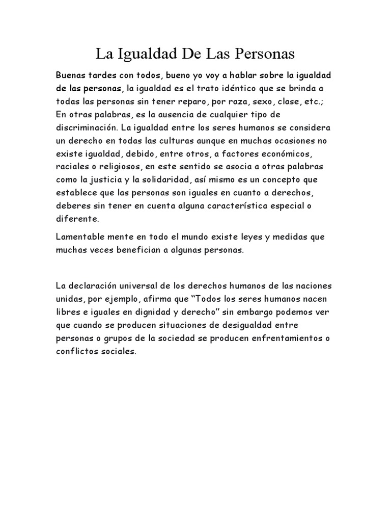 La Igualdad de las Personas y sus Desafíos | PDF | Ciencias sociales