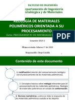 03 - Procesamiento de Materiales Polimericos - 2023-1 - Reologia de Materiales Polimericos