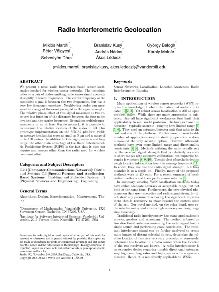 2005 11 Radio Interferometric Geolocation | PDF | Signal To Noise Ratio ...