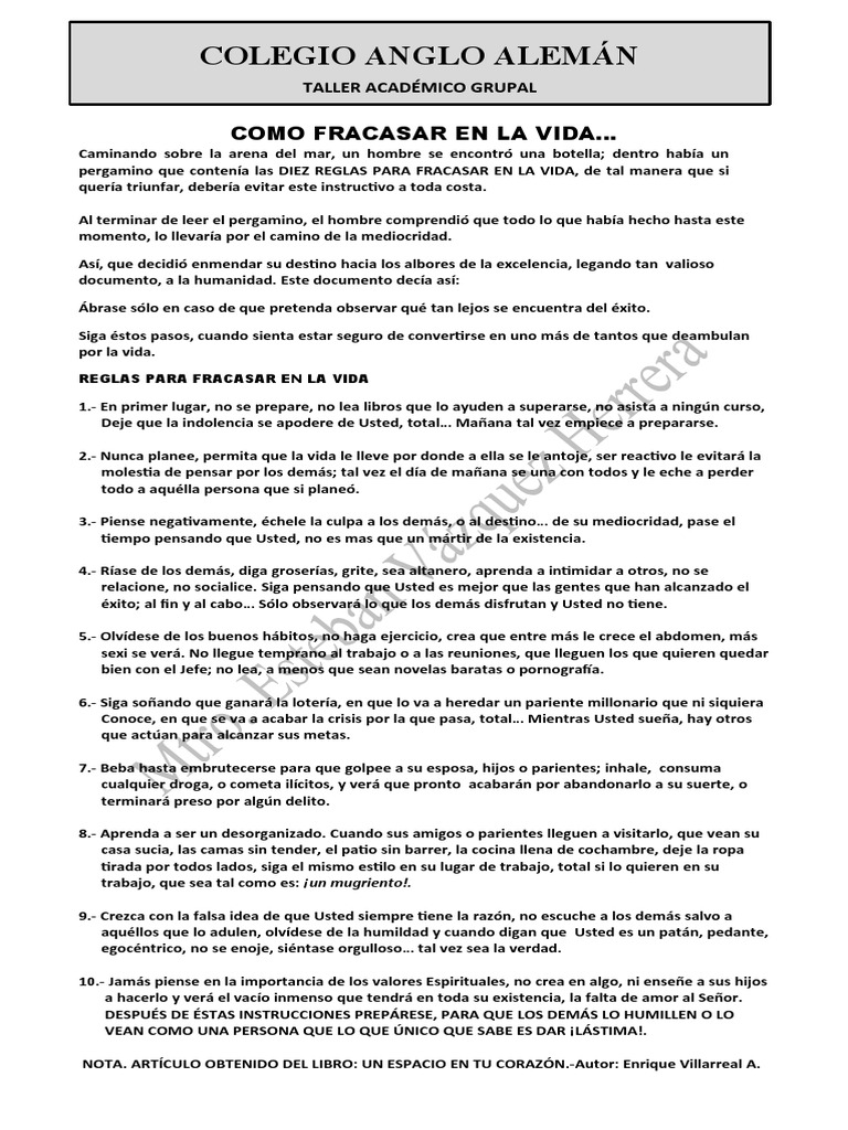 Como Fracasar en La Vida | PDF | Relaciones personales, crianza y ...