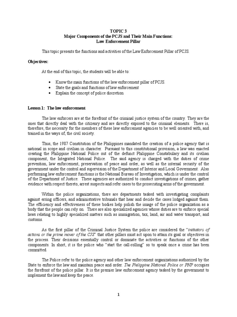 Topic 3 Law Enforcement Pillar Download Free PDF Police Discretion