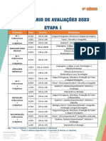 Calendário de Avaliações 2023 Etapa 1