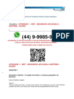 Disciplina:: Atividade 1 - Hist - Geografia Aplicada A