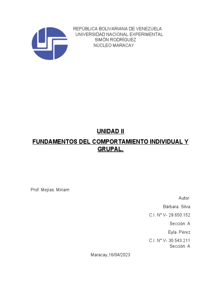 Fundamentos Del Comportamiento Individual y Grupal | PDF | Las ...