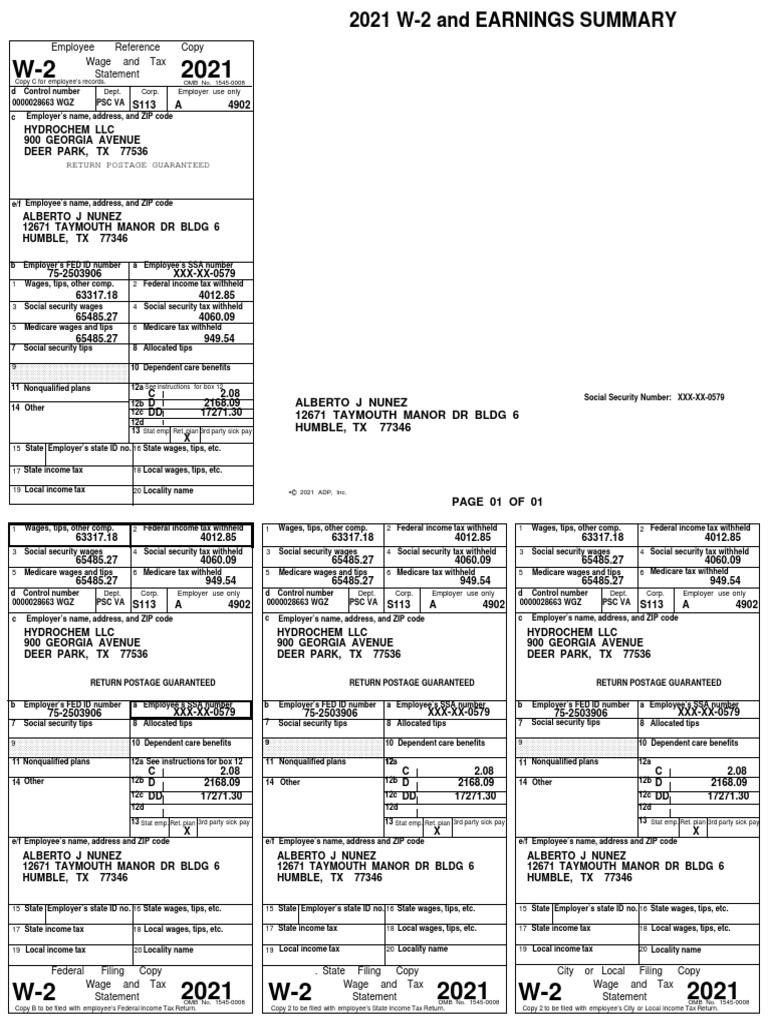 Return Postage Guaranteed Employee Reference Copy Wage and Tax
