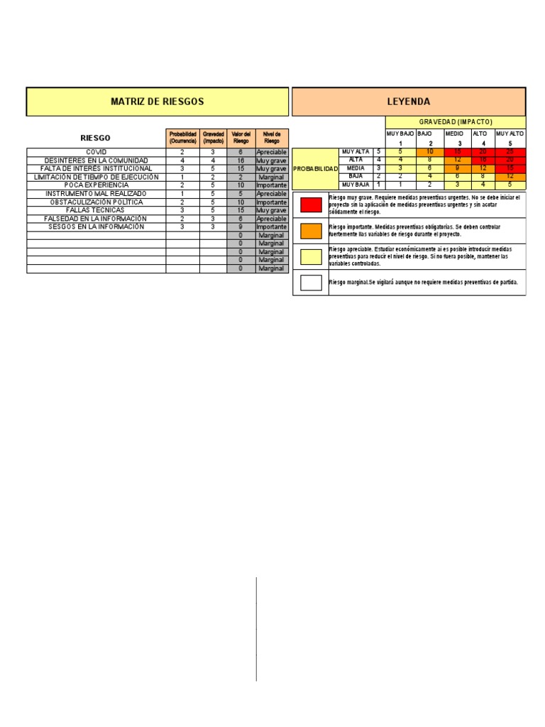 Matriz de Riesgos para Proyectos de Salud | PDF | Riesgo
