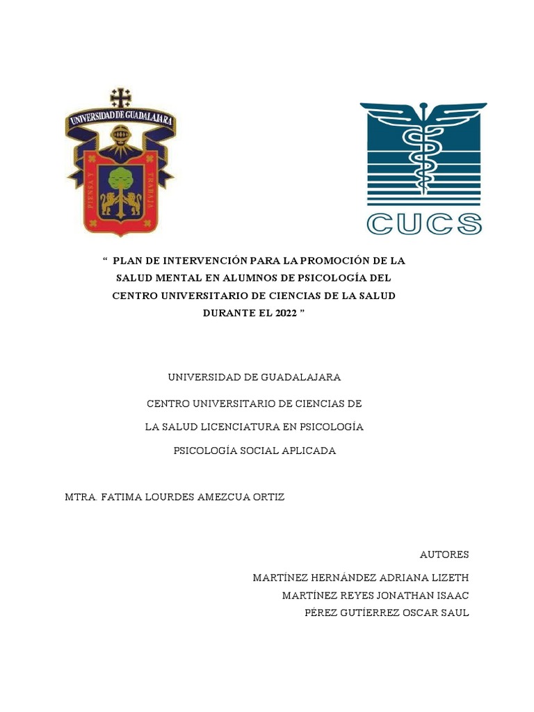 Promoción de Salud Mental en CUCS | PDF | Sicología | Salud mental
