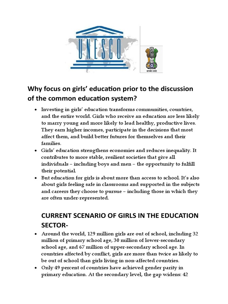 Promoting Girls' Education for Equality | PDF | Female Education ...