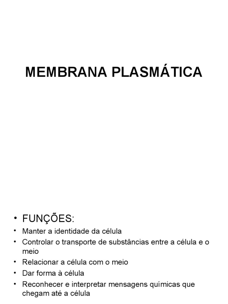 Membrana Plasmática Pdf Membrana Celular Osmose