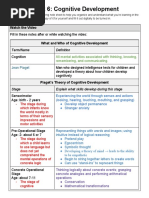 Week 6 - Cognitive Development Notes Sheet