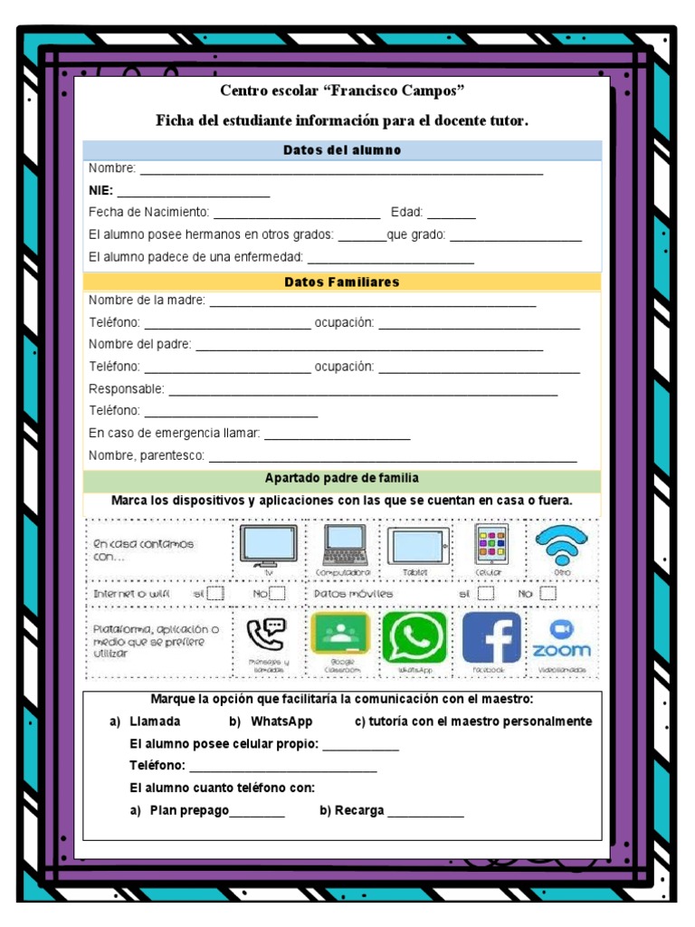 Ficha Estudiante PARA PADRES DE FAMILIA | PDF | Crecimiento personal y ...