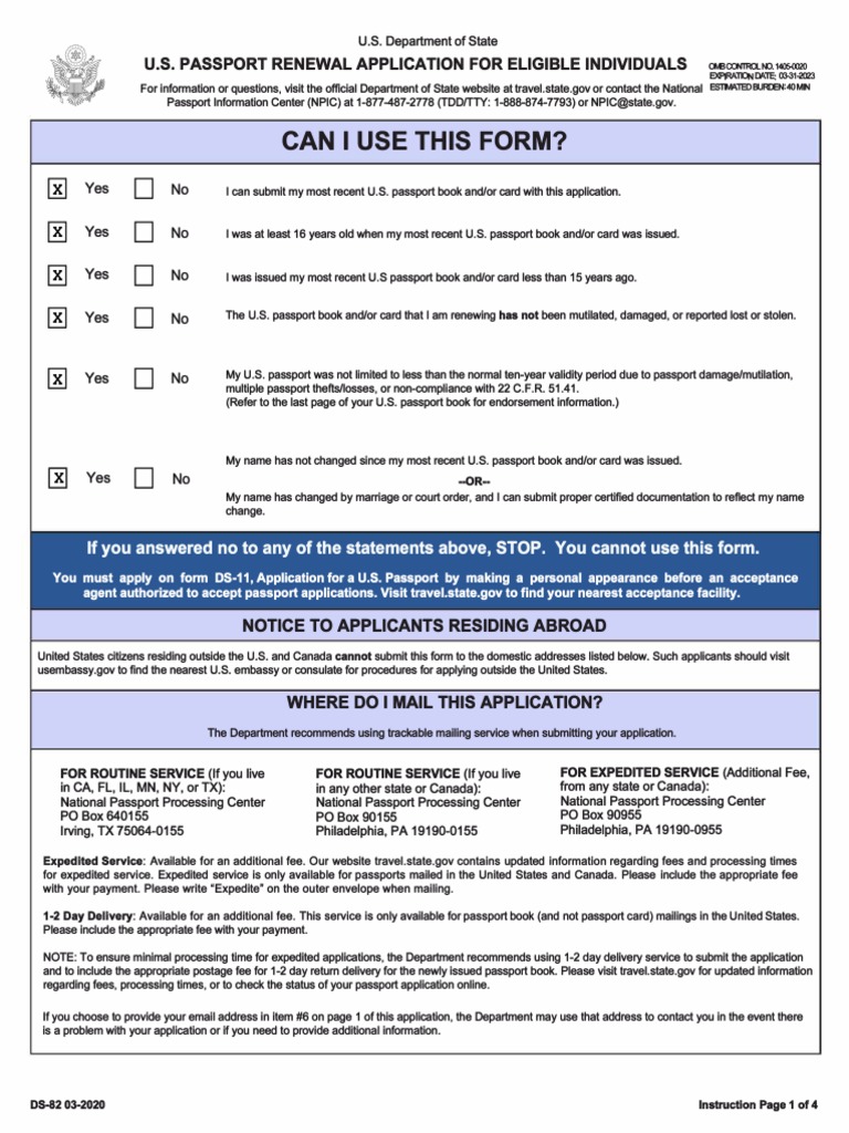 Ds82 complete passport application pdf mail united states